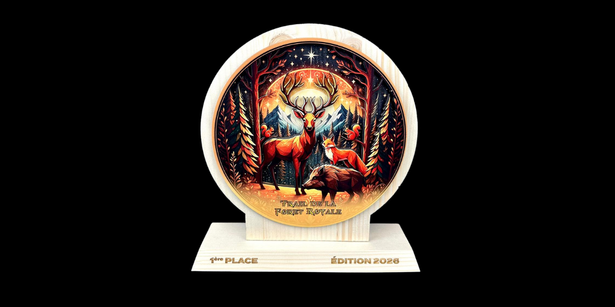 Trophée en bois imprimé Trail de la Forêt Royale 2026